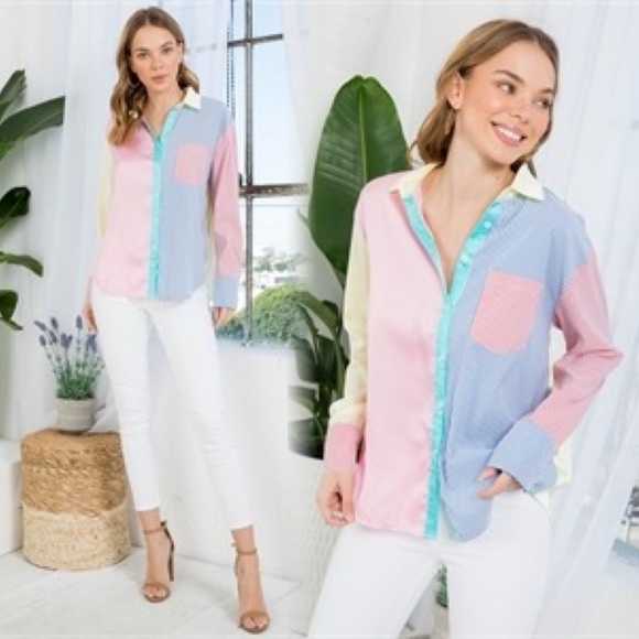 Colorblock Button-Up Shirt - Picture 4 of 12